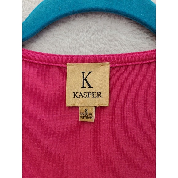 Kasper Cardigan Sweater Womens Size Medium Pink Long Roll Tab Sleeve Open Front - Picture 7 of 7